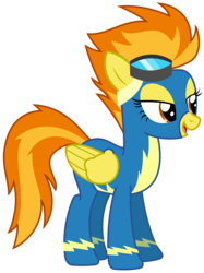 Size: 2400x3213 | Tagged: safe, artist:sketchmcreations, spitfire, pegasus, pony, g4, newbie dash, female, goggles, high res, inkscape, open mouth, show accurate, simple background, sly, solo, transparent background, vector, wonderbolts uniform