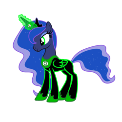 Size: 1152x1152 | Tagged: safe, artist:motownwarrior01, artist:yanoda, princess luna, g4, dc comics, female, green lantern, green lantern (comic), green lantern corps, horn, horn ring, power ring, simple background, solo, transparent background