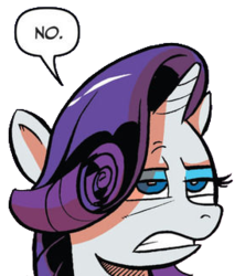 Size: 285x321 | Tagged: safe, artist:andy price, idw, rarity, g4, spoiler:comic42, female, no, reaction image, solo