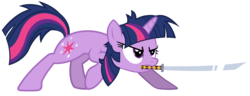 Size: 7360x2839 | Tagged: safe, artist:justisanimation, artist:mysteryben, twilight sparkle, rhythm is magic, g4, absurd resolution, female, katana, simple background, solo, sword, transparent background, vector, weapon