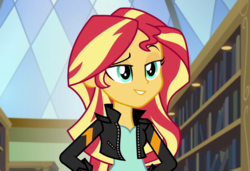 Size: 1050x717 | Tagged: safe, edit, screencap, sunset shimmer, equestria girls, g4, my little pony equestria girls: friendship games, female, inverted mouth, solo