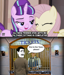 Size: 606x704 | Tagged: safe, fluttershy, starlight glimmer, g4, the cutie map, meme, rage face, yao ming