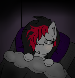 Size: 939x969 | Tagged: safe, artist:lazerblues, oc, oc only, oc:miss eri, black and red mane, emo, solo, two toned mane