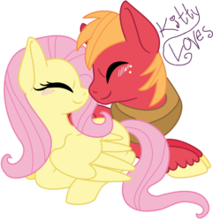 Size: 1344x1396 | Tagged: safe, artist:kitty-loves-all, big macintosh, fluttershy, earth pony, pony, g4, blushing, cute, macabetes, male, ship:fluttermac, shipping, shyabetes, stallion, straight