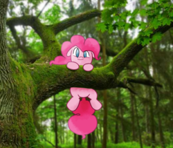 Size: 2443x2090 | Tagged: safe, artist:laserpewpewrblx, pinkie pie, g4, high res, irl, nature, photo, ponies in real life, tree