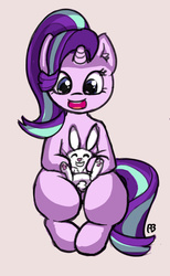 Size: 1184x1920 | Tagged: safe, artist:pabbley, angel bunny, starlight glimmer, g4, no second prances, angelbetes, cute, female, glimmerbetes, interspecies, male, ship:starbunny, shipping, straight