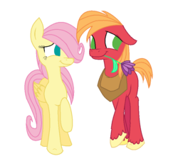Size: 756x708 | Tagged: safe, artist:fanficfreak13, big macintosh, fluttershy, earth pony, pony, g4, cute, flower, flower in mouth, macabetes, male, mouth hold, ship:fluttermac, shipping, shyabetes, simple background, stallion, straight, transparent background, unshorn fetlocks, younger