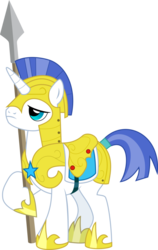 Size: 711x1124 | Tagged: safe, artist:feitaru, pony, unicorn, g4, armor, helmet, male, royal guard, simple background, solo, spear, stallion, transparent background, vector, weapon