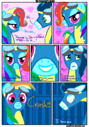 Size: 1000x1420 | Tagged: safe, artist:lunaofficial, rainbow dash, soarin', pony, g4, newbie dash, comic, female, male, rainbow fash, scene interpretation, ship:soarindash, shipping, straight, wonderbolts uniform