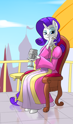 Size: 865x1475 | Tagged: safe, artist:metal-kitty, rarity, anthro, unguligrade anthro, g4, clothes, dress, female, goblet, solo