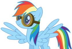 Size: 5191x3522 | Tagged: safe, artist:sketchmcreations, rainbow dash, g4, newbie dash, absurd resolution, cute, female, goggles, inkscape, simple background, smiling, solo, spread wings, transparent background, vector