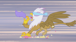 Size: 1280x720 | Tagged: safe, screencap, gilda, griffon, g4, griffon the brush off, blindfold, female, solo