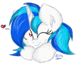 Size: 710x592 | Tagged: safe, artist:kristysk, dj pon-3, vinyl scratch, g4, cute, female, red eyes, solo, vinylbetes, wrong eye color