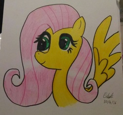 Size: 1713x1613 | Tagged: safe, artist:lizzyisme, fluttershy, g4, female, solo, traditional art