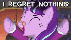 Size: 716x401 | Tagged: safe, screencap, snowfall frost, starlight glimmer, a hearth's warming tail, g4, animated, cute, discovery family logo, female, i regret nothing, meme, solo, you spin me right round