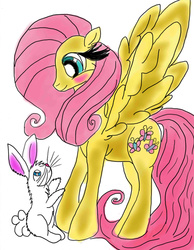 Size: 1665x2141 | Tagged: safe, artist:nadisienka, angel bunny, fluttershy, g4