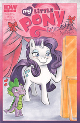 Size: 475x733 | Tagged: safe, artist:dsoloud, rarity, spike, dragon, pony, unicorn, g4, comic cover, commission, female, male, mare, ship:sparity, shipping, sketch, straight