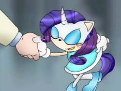 Size: 640x480 | Tagged: safe, artist:abrilelizabeth, rarity, human, anthro, plantigrade anthro, g4, handshake, sonic the hedgehog (series), sonicified