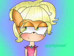 Size: 1600x1200 | Tagged: safe, artist:abrilelizabeth, applejack, earth pony, anthro, g4, simple ways, applejewel, female, solo, sonic the hedgehog (series), sonicified