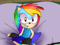 Size: 640x479 | Tagged: safe, artist:abrilelizabeth, rainbow dash, anthro, g4, female, solo, sonic the hedgehog (series), sonicified