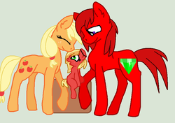 Size: 764x538 | Tagged: safe, artist:abrilelizabeth, applejack, oc, oc:golden apple, g4, appleknux, base used, crossover, crossover shipping, female, knuckles the echidna, male, offspring, parent:applejack, parent:knuckles the echidna, parents:appleknux, ponified, shipping, sonic the hedgehog (series), straight