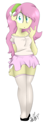 Size: 555x1441 | Tagged: safe, artist:befishproductions, fluttershy, equestria girls, g4, clothes, cute, female, hairband, shoes, shyabetes, signature, simple background, skirt, socks, solo, thigh highs, transparent background, zettai ryouiki