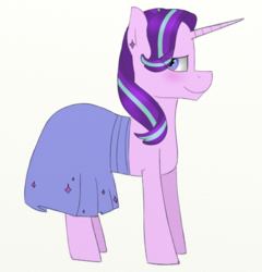 Size: 618x645 | Tagged: safe, artist:amber flicker, starlight glimmer, g4, blushing, clothes, dress, female, solo