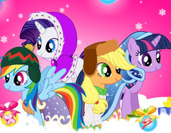 Size: 320x250 | Tagged: safe, applejack, rainbow dash, rarity, twilight sparkle, g4, fynsy