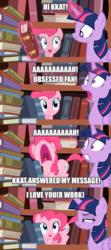 Size: 600x1352 | Tagged: safe, artist:estories, pinkie pie, twilight sparkle, alicorn, pony, fallout equestria, g4, my little pony: friendship is magic, pinkie apple pie, female, image macro, kkat, mare, meme, screencap comic, twilight sparkle (alicorn)