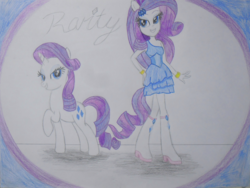 Size: 2966x2229 | Tagged: safe, artist:deannaphantom13, rarity, human, equestria girls, g4, female, high res, human ponidox, ponied up, solo, square crossover, traditional art