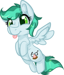 Size: 1088x1267 | Tagged: safe, artist:paintsplatter, oc, oc only, oc:breezy wind, offspring, parent:blossomforth, parent:pokey pierce, solo