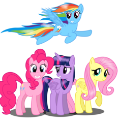 Size: 2332x2448 | Tagged: safe, artist:deannaphantom13, fluttershy, pinkie pie, rainbow dash, twilight sparkle, alicorn, pony, g4, female, high res, mare, simple background, transparent background, twilight sparkle (alicorn)