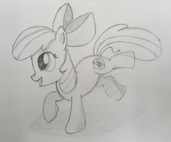 Size: 2451x2040 | Tagged: safe, artist:darelith, apple bloom, g4, cutie mark, female, high res, monochrome, pencil drawing, sketch, solo, the cmc's cutie marks, traditional art