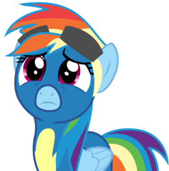 Size: 3334x3375 | Tagged: safe, artist:sketchmcreations, rainbow dash, g4, newbie dash, female, frown, goggles, high res, inkscape, sad, simple background, solo, transparent background, vector, wonderbolts uniform