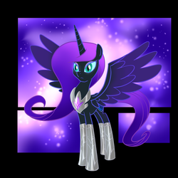 Size: 1000x1000 | Tagged: safe, artist:madmax, oc, oc only, oc:nyx, alicorn, pony, fanfic:past sins, adult, alicorn oc, armor, solo