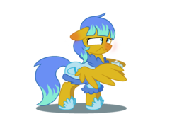 Size: 1024x730 | Tagged: safe, artist:lieutenantkyohei, oc, oc only, oc:valor myst, pegasus, pony, chocolate, clothes, female, food, hot chocolate, red nosed, sick, simple background, slippers, solo, transparent background, wing hands