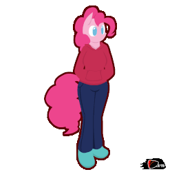 Size: 500x500 | Tagged: safe, artist:ggumbaramggun, pinkie pie, earth pony, anthro, plantigrade anthro, g4, animated, clothes, female, hoodie, solo