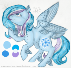 Size: 1280x1225 | Tagged: safe, artist:sweetheart-arts, oc, oc only, oc:snowflake, reference sheet, solo, tail feathers