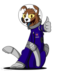 Size: 2591x3165 | Tagged: safe, artist:derpanater, diamond dog, fallout equestria, astronaut, commission, cute, digital art, high res, laika, ministry of arcane sciences, solo, spacesuit, thumbs up, tongue out