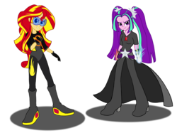 Size: 4000x3111 | Tagged: safe, artist:deannaphantom13, aria blaze, sunset shimmer, equestria girls, g4, equestrian city, high res, simple background, transparent background