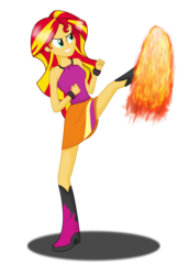 Size: 2188x3180 | Tagged: safe, artist:deannaphantom13, sunset shimmer, equestria girls, g4, my little pony equestria girls: rainbow rocks, avatar the last airbender, crossover, female, fiery shimmer, firebending, high res, simple background, sleeveless, solo, transparent background