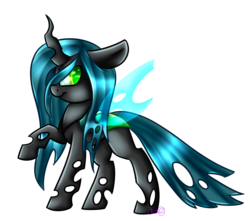 Size: 981x866 | Tagged: safe, artist:sodapopfairypony, queen chrysalis, changeling, changeling queen, g4, cute, cutealis, female, raised hoof, smiling, solo