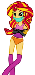 Size: 1221x2608 | Tagged: safe, artist:deannaphantom13, sunset shimmer, equestria girls, g4, bikini bottom, clothes, female, simple background, solo, tank top, tankini, transparent background
