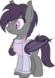 Size: 1941x2734 | Tagged: safe, artist:duskthebatpack, oc, oc only, oc:nectarine wynne, bat pony, pony, apron, clothes, female, mare, mother, simple background, solo, transparent background, vector