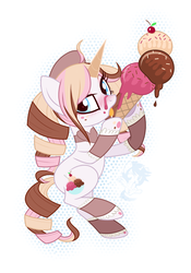 Size: 2719x3889 | Tagged: safe, artist:wicklesmack, oc, oc only, oc:frozen confection, pony, unicorn, female, food, high res, ice cream, mare, solo
