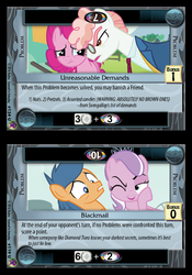 Size: 500x716 | Tagged: safe, enterplay, diamond tiara, first base, pinkie pie, svengallop, crusaders of the lost mark, g4, marks in time, my little pony collectible card game, the mane attraction, ccg, merchandise