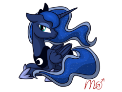 Size: 1024x768 | Tagged: safe, artist:siekit442, princess luna, pony, g4, female, lidded eyes, looking at you, prone, simple background, solo, transparent background, unamused