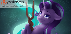 Size: 1024x492 | Tagged: safe, artist:silentwulv, starlight glimmer, g4, female, patreon, patreon logo, s5 starlight, solo, staff, staff of sameness