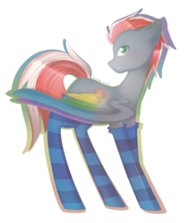 Size: 3356x4000 | Tagged: safe, artist:kurochhi, oc, oc only, pegasus, pony, clothes, high res, socks, solo, striped socks