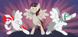 Size: 1790x850 | Tagged: safe, artist:alittleofsomething, oc, oc only, oc:feather duster, oc:umbra, pegasus, pony, lineless, pose